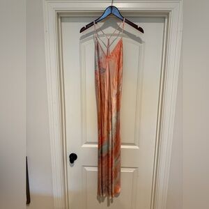 Rails Coral and Blue Marble Slip Maxi Dress